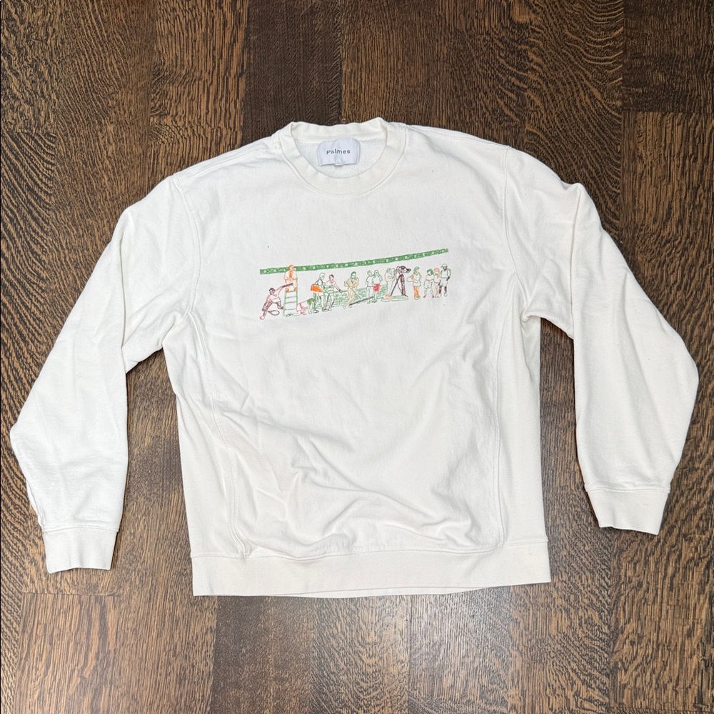 Palmes Crewneck Sweatshirt with Graphic Embroidered Design